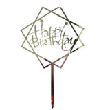 Acrylic Home Happy Birthday Decor Baking Cake Topper Card Party Decor Supply - Silver S20