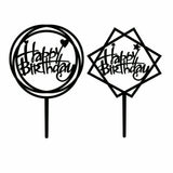 Acrylic Home Happy Birthday Decor Baking Cake Topper Card Party Decor Supply - Silver S20