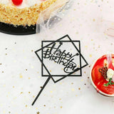 Acrylic Home Happy Birthday Decor Baking Cake Topper Card Party Decor Supply - Silver S24
