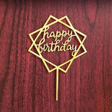 Acrylic Home Happy Birthday Decor Baking Cake Topper Card Party Decor Supply - Silver S24