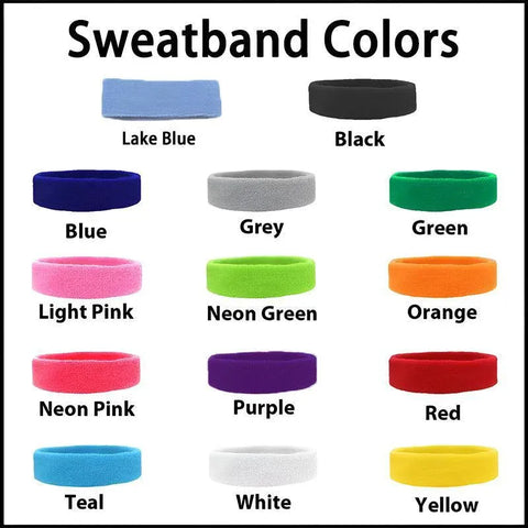 Wristbands Headband Sweatbands Sweat Band For Sport Tennis Badminton Yoga Cotton - Black