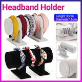 Jewelry Display Stand Headband Holder Organizer Chains Velvet Storage Rack - Black