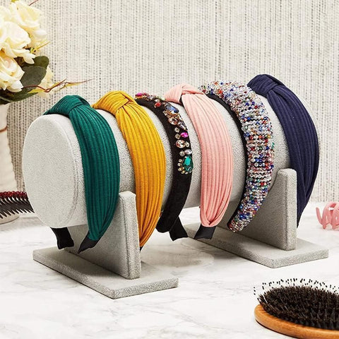 Jewelry Display Stand Headband Holder Organizer Chains Velvet Storage Rack - Black
