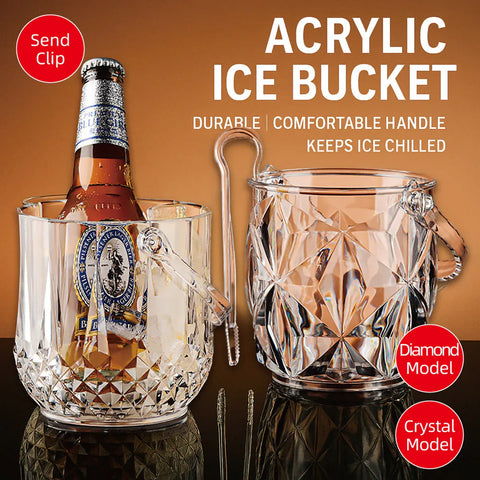Acrylic Ice Bucket Transparent Champagne Cooler Home Bar Wine Chiller Bucket - Diamond
