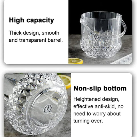 Acrylic Ice Bucket Transparent Champagne Cooler Home Bar Wine Chiller Bucket - Diamond
