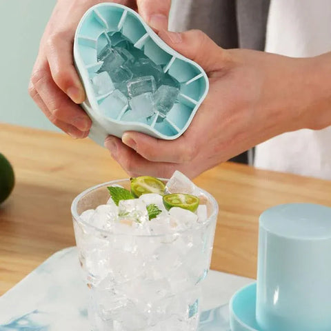 Silicone Ice Cube Tray Mould Ice Box Compartment Bucket for Easy Ice Making - Gray