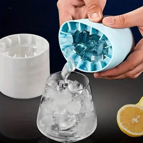 Silicone Ice Cube Tray Mould Ice Box Compartment Bucket for Easy Ice Making - Gray