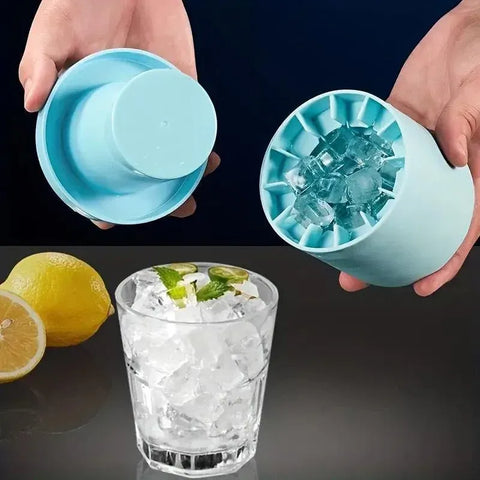 Silicone Ice Cube Tray Mould Ice Box Compartment Bucket for Easy Ice Making - Yellow