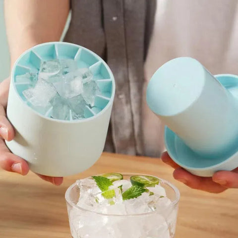 Silicone Ice Cube Tray Mould Ice Box Compartment Bucket for Easy Ice Making - Yellow