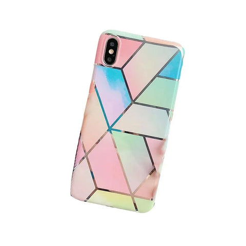 Rainbow Case for iPhone 14 13 12 11 Pro Max XR XS Marble Phone Shockproof Cover Silicone - For iphone 14