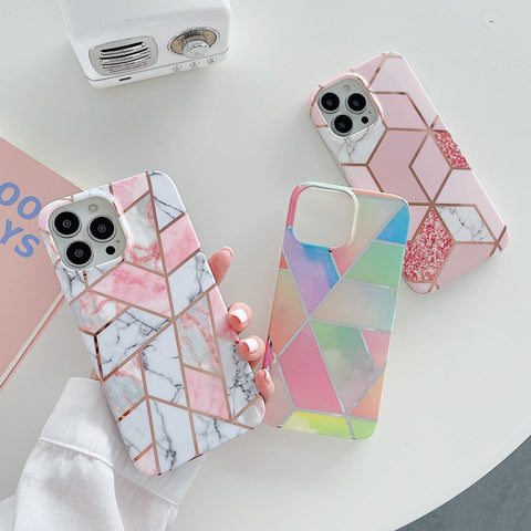 Rainbow Case for iPhone 14 13 12 11 Pro Max XR XS Marble Phone Shockproof Cover Silicone - For iphone 14