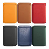Leather Card Holder Wallet Pocket for iPhone 14 13 Pro Max with Snap-On Attachment - Black