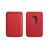 Leather Card Holder Wallet Pocket for iPhone 14 13 Pro Max with Snap-On Attachment - Red