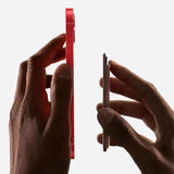 Leather Card Holder Wallet Pocket for iPhone 14 13 Pro Max with Snap-On Attachment - Red