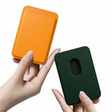 Leather Card Holder Wallet Pocket for iPhone 14 13 Pro Max with Snap-On Attachment - Red
