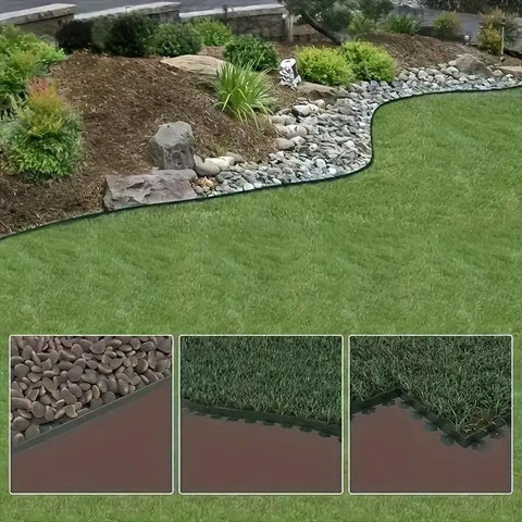 L Shaped Garden Edging Border Landscape Grass Lawn Stone Edge Fence Strip - Green