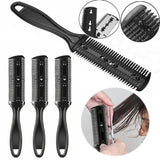 2PCS Razor Comb With Blades Razor Trimmer DIY Double Sides Hair Thinning Comb - Pink+Black