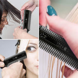 2PCS Razor Comb With Blades Razor Trimmer DIY Double Sides Hair Thinning Comb - Pink+Black