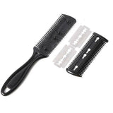 2PCS Razor Comb With Blades Razor Trimmer DIY Double Sides Hair Thinning Comb - Pink+Black