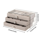 Three Layer Flannel Jewelry Storage Box Dustproof Drawer Organizer for Earrings - Grey