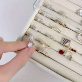 Three Layer Flannel Jewelry Storage Box Dustproof Drawer Organizer for Earrings - Grey