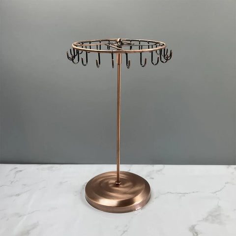 Iron Jewellery Rack Rotating Necklace Display Stand Jewellery Organiser Storage - Bronze