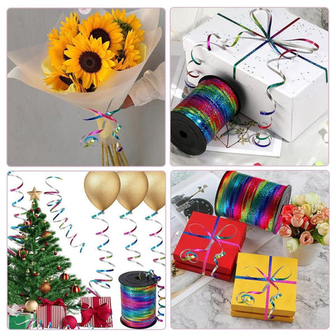 400m Glitter Laser Ribbon for Balloons Birthday Party Banners Pull String Tie