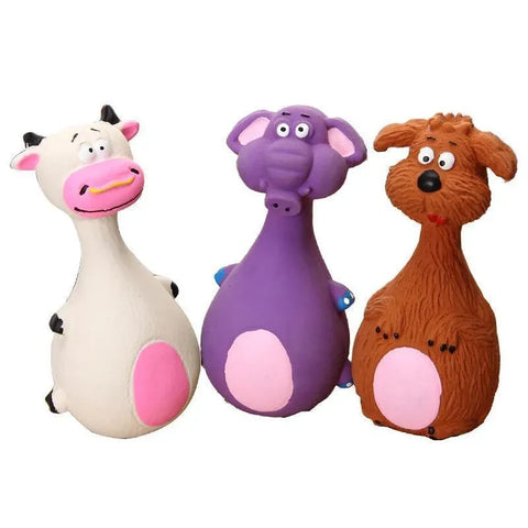 Latex Squeaky Dog Toys Puppy Pet Chew Toys Squeaker Soft and Interactive - White
