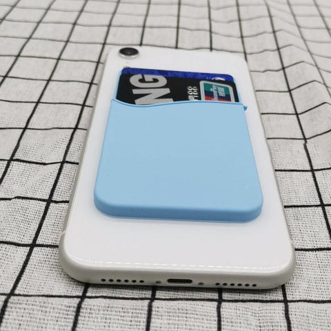 Silicone Phone Card Holder Double Layer Adhesive Wallet with 3M Backing - Pink