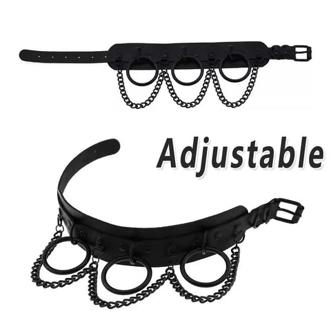 PU Leather Collar Necklace Lock Chain Necklace for Women Fashion Neck Sleeve