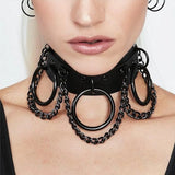 PU Leather Collar Necklace Lock Chain Necklace for Women Fashion Neck Sleeve