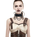 PU Leather Collar Necklace Lock Chain Necklace for Women Fashion Neck Sleeve