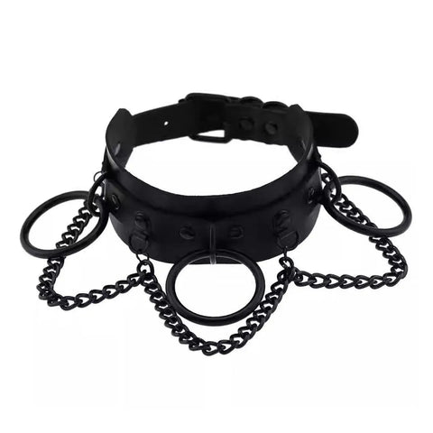 PU Leather Collar Necklace Lock Chain Necklace for Women Fashion Neck Sleeve
