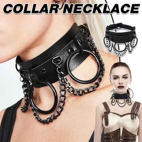 PU Leather Collar Necklace Lock Chain Necklace for Women Fashion Neck Sleeve
