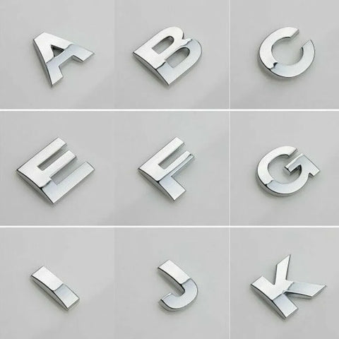 A-Z Alphabet Letters Car Sticker Self Adhesive Auto Badge Emblem 3D Chrome Good - K