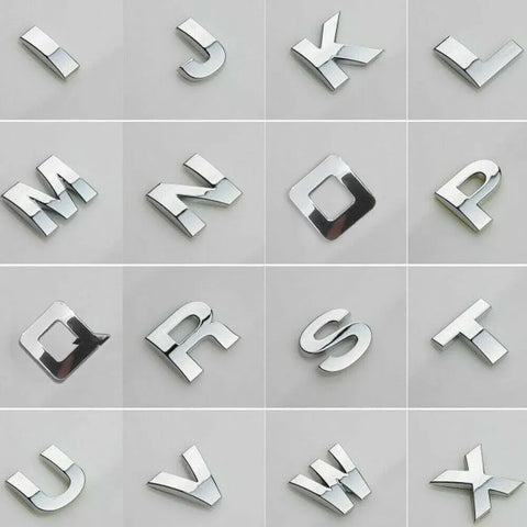 A-Z Alphabet Letters Car Sticker Self Adhesive Auto Badge Emblem 3D Chrome Good - K