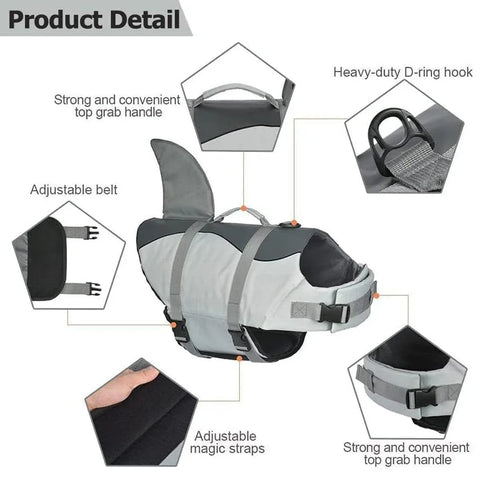 Pet Life Jacket Dog Swim Vest Outdoor Water Gear for Summer Swimming Activities - Pink L