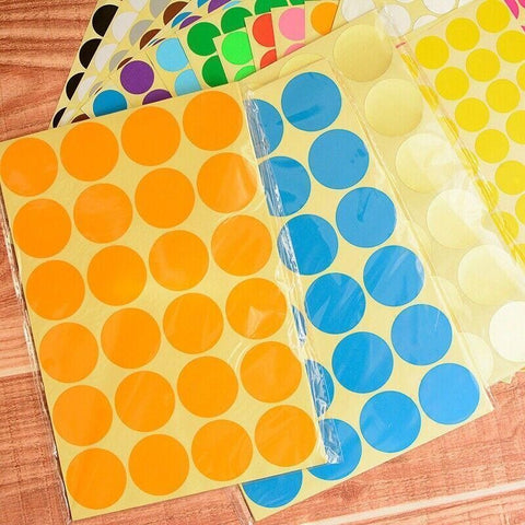 Green Assorted Sizes Colour Sticker Dots Adhesive Round Labels Circular Spot Scrapbook - 13mm*132 Dots