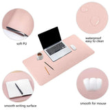 Leather Mouse Pad Gaming Waterproof Desk Mat 25 x 21cm Anti Slip - Light Green
