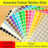 Green Assorted Sizes Colour Sticker Dots Adhesive Round Labels Circular Spot Scrapbook - 50mm*8 Dots