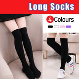 Womens Girls Long Socks Over Knee Thigh High Stockings Hosiery Tights Pantyhose - Black