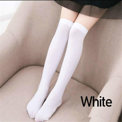 Womens Girls Long Socks Over Knee Thigh High Stockings Hosiery Tights Pantyhose - Black