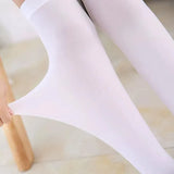 Womens Girls Long Socks Over Knee Thigh High Stockings Hosiery Tights Pantyhose - White