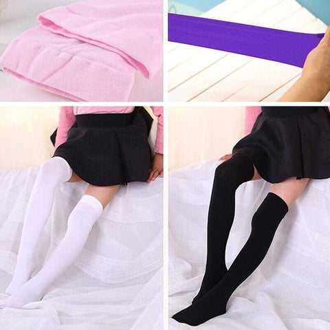 Womens Girls Long Socks Over Knee Thigh High Stockings Hosiery Tights Pantyhose - White