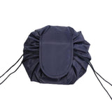 Portable Travel Makeup Bag Drawstring Cosmetic Pouch Lazy Storage Organiser Case - Navy
