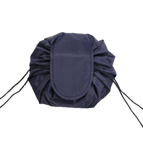 Portable Travel Makeup Bag Drawstring Cosmetic Pouch Lazy Storage Organiser Case - Navy