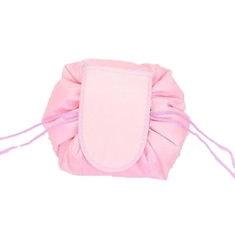 Portable Travel Makeup Bag Drawstring Cosmetic Pouch Lazy Storage Organiser Case - Pink