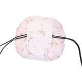 Portable Travel Makeup Bag Drawstring Cosmetic Pouch Lazy Storage Organiser Case - White Flamingo