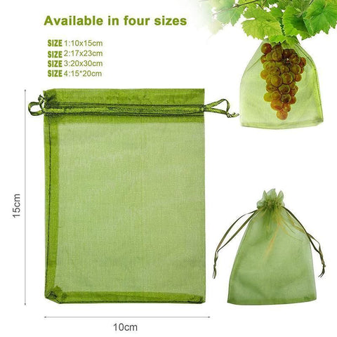 50/100PCS Garden Fruit Protection Net Bags Insect Proof Drawstring Mesh Organza - 50Pcs 20x30cm