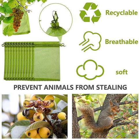50/100PCS Garden Fruit Protection Net Bags Insect Proof Drawstring Mesh Organza - 50Pcs 20x30cm